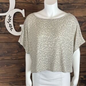 Blank Paige | Cheetah Leopard Oversized Cropped Knitted‎ Knit Top Animal Print